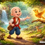 Keloğlan’ın ormanda altın bülbülle karşılaştığı renkli ve eğitici 3D masal sahnesi