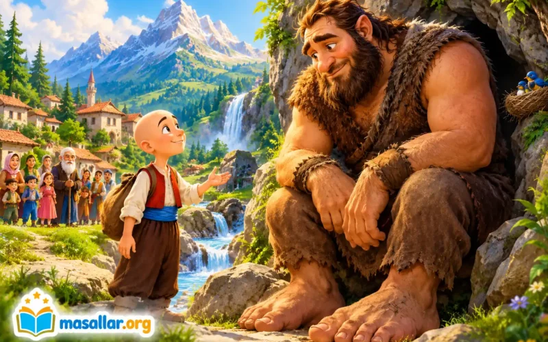 Keloğlan ile Dev Masalı, Keloğlan ve devin dostluk kurduğu fantastik masal sahnesi